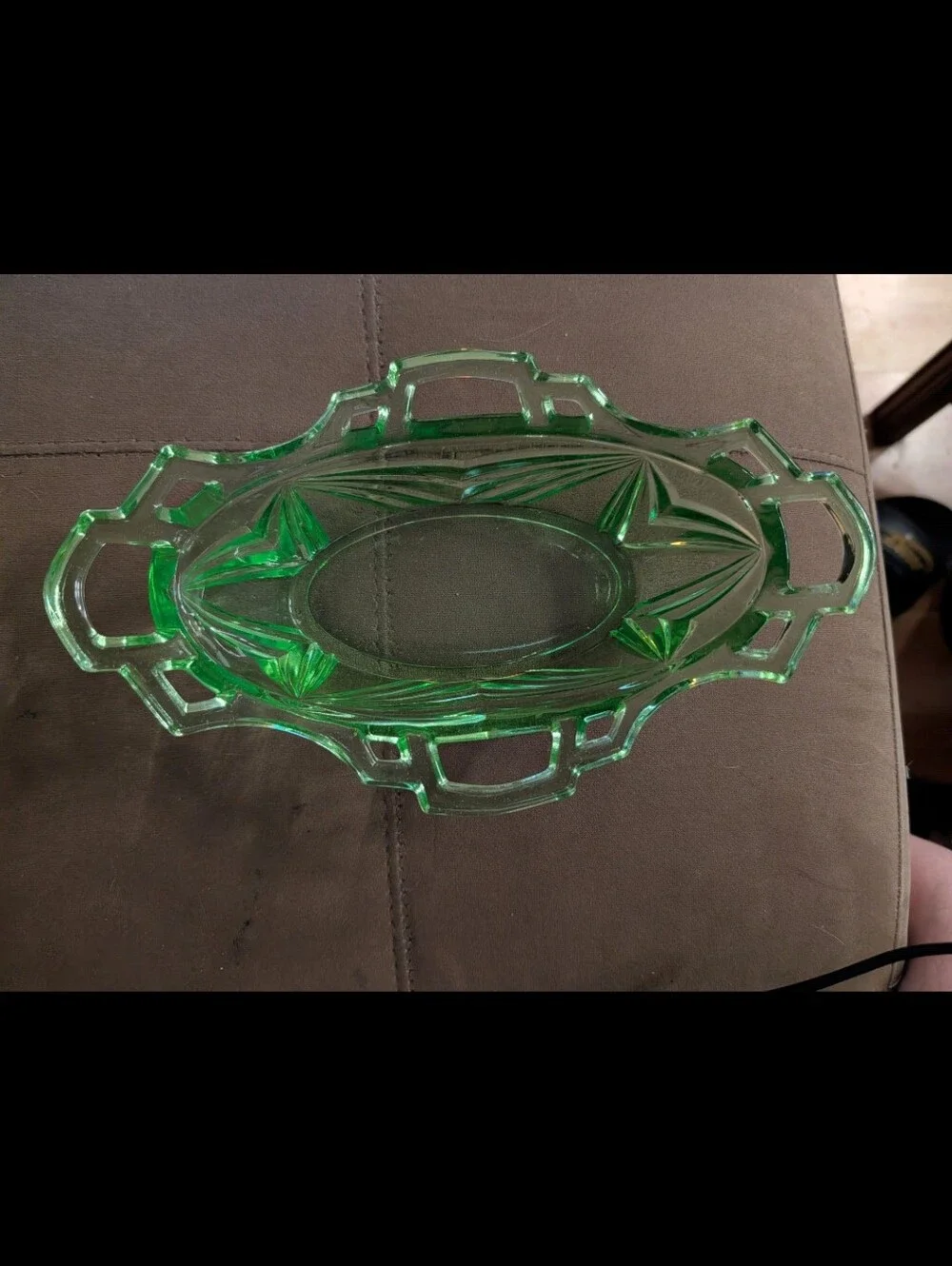 Green Glass Decorative Serving Tray - Home Bath